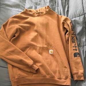 Carhartt Tan Sweatshirt with Logo Sleeve